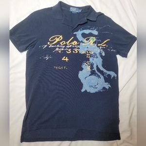 Men's Polo by Ralph Lauren Blue Dragon Polo Shirt Size Large